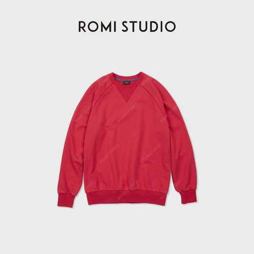 ROMI STUDIO“复古休闲”高克重舒适红调圆领套头卫衣RWCASU6762 商品图1
