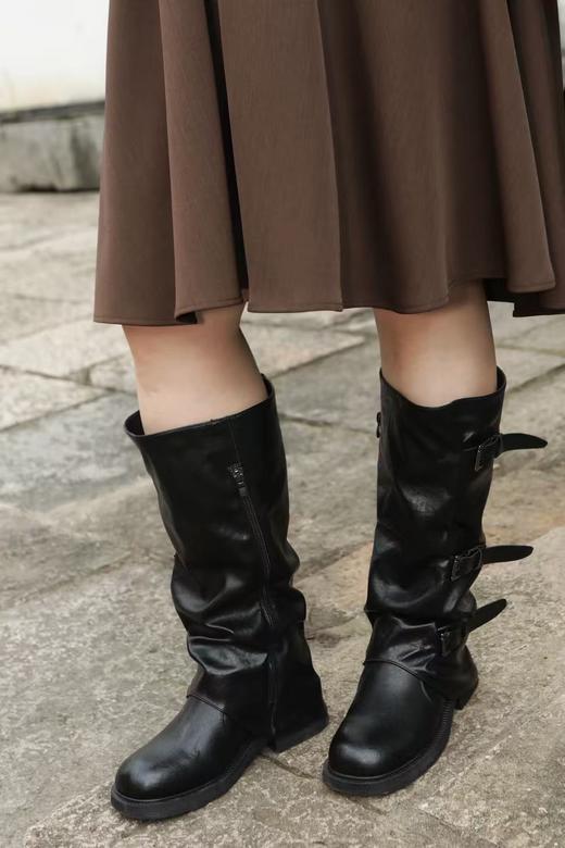 15天发货【皮标扣高筒靴】跟高4厘米，不加绒，正码正拍，不挑腿型！靴筒够宽！穿脱超方便，小腿不被勒得慌【皮面PU皮，发泡鞋底轻盈】 肌肉腿、肉肉腿、不直溜的腿，它都能给你修饰得又长又直！ 商品图10