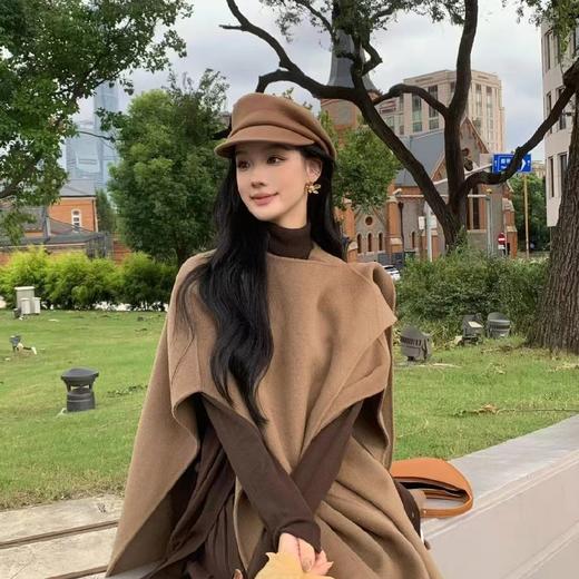 COS*羊毛混纺双面围巾斗篷式外套大衣 商品图3