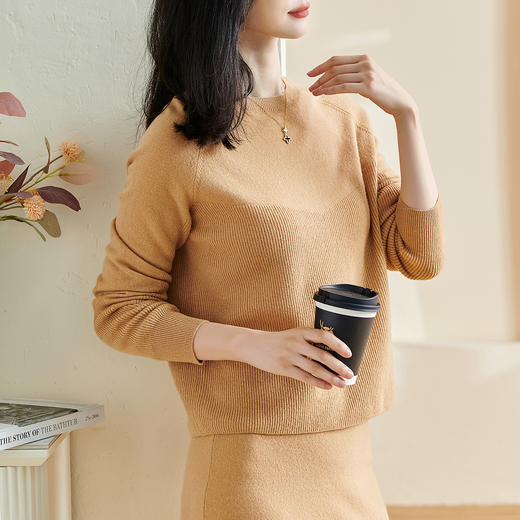 剩S/M 米思阳2025秋冬新款气质慵懒风时尚套装100%羊毛裙子两件套女5P25DG1960 商品图4