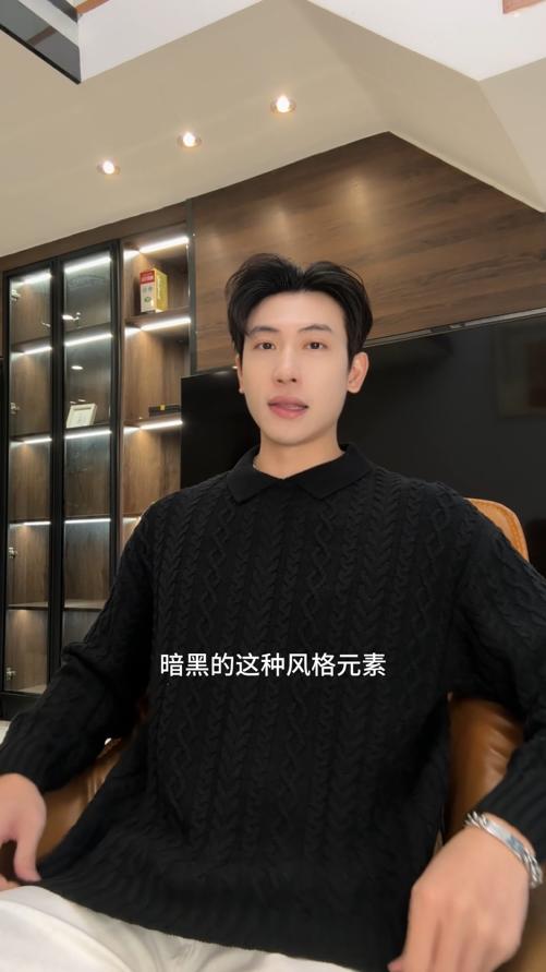 257142SDSA男士秋冬新款痞帅男装简约纯色纽花翻领毛衣百搭慵懒风针织衫 商品图0