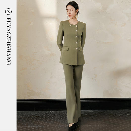 【定制款】秀场高定轻通勤羊毛西装套装女微喇裤【不支持退换】 商品图3