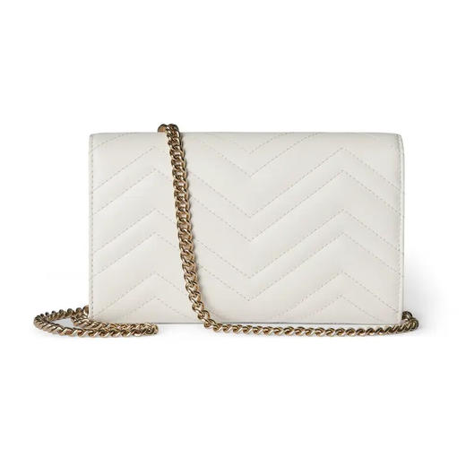 GUCCI 古驰 女士绗缝V型牛皮革 GG Marmont系列 链式单肩包 白色 837745 AAET8 9050 商品图2