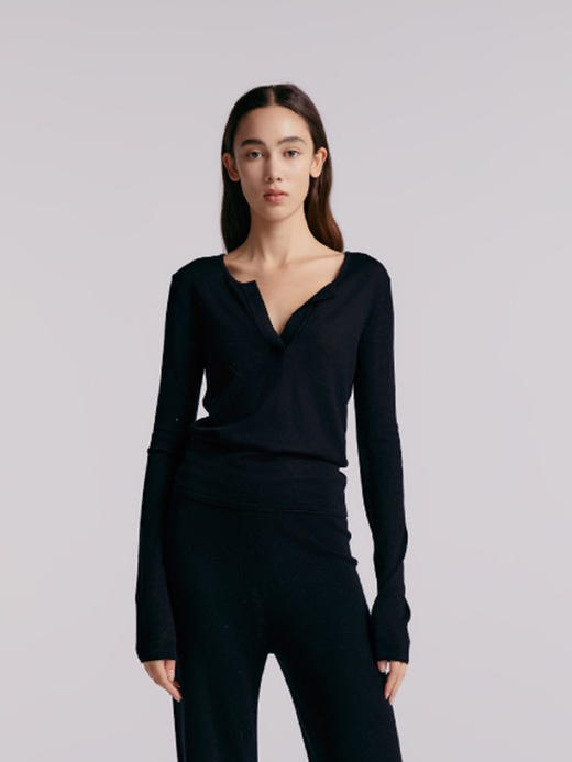 Her Senses｜时装 12HPO23K1 亨利领毛衣 [ 茶灰GY18 / 黑BK01 ] 商品图1