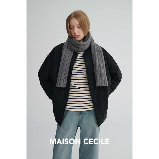 MAISON CECILE 秋冬复古设计感菱格绗缝轻便保暖廓形棉服外套 商品图1