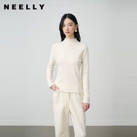 NEELLY纳俪秋冬新款气质打底半高领毛衣修身针织衫女百搭舒适上衣N25104A05510