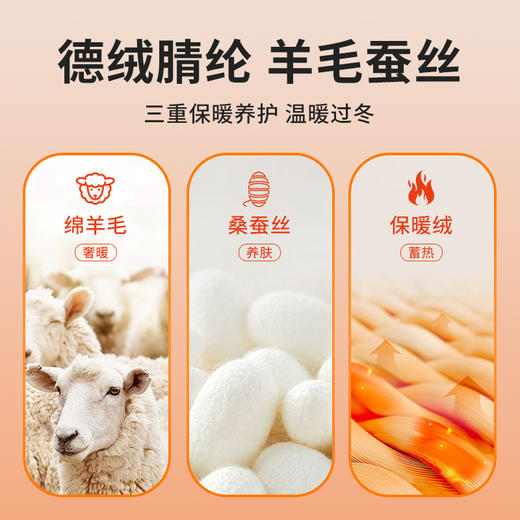 【德绒授权 德国进口纱线 添加羊毛和蚕丝】男女款双面德绒自发热保暖内衣套装 商品图4