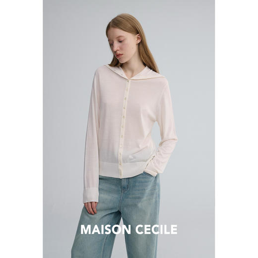 MAISON CECILE 两色|18针翻领/高领两穿软糯羊毛设计感针织开衫 商品图1