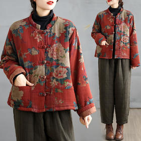 GYH C053-6249国风复古印花加厚棉衣外套