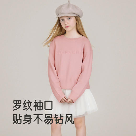 英氏【100%山羊绒】儿童毛衣绵羊毛套头衫羊绒纯色百搭圆领秋冬女童男童保暖新款 商品图4