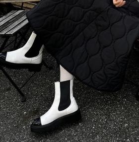 万能战靴  香nn厚底切尔西短靴 超轻拼色短靴 厚底短靴 显瘦拉腿靴