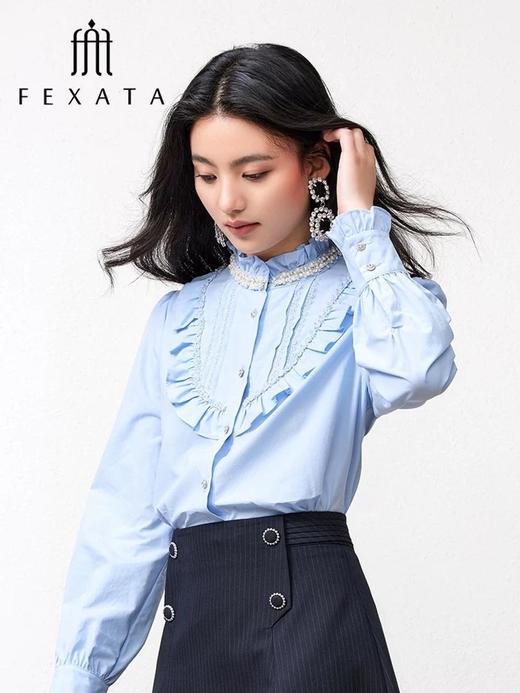 3楼FEXATA服饰(新百)     设计感宫廷风蓝调衬衫 商品图0