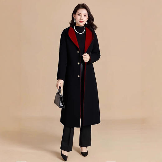 QYM 85112-Y西装领双面穿大衣显瘦毛呢外套 商品图2