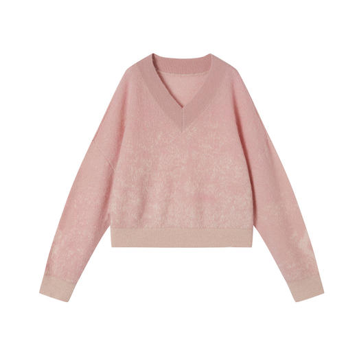 谜底V领套头针织衫长袖2025冬季新品蓬松保暖柔软百搭女254MZ1881 商品图4