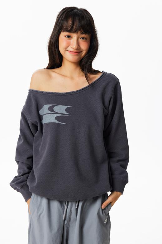 CryingCenter一字斜肩logo卫衣软糯加绒休闲显瘦秋装上衣长袖女款 商品图4