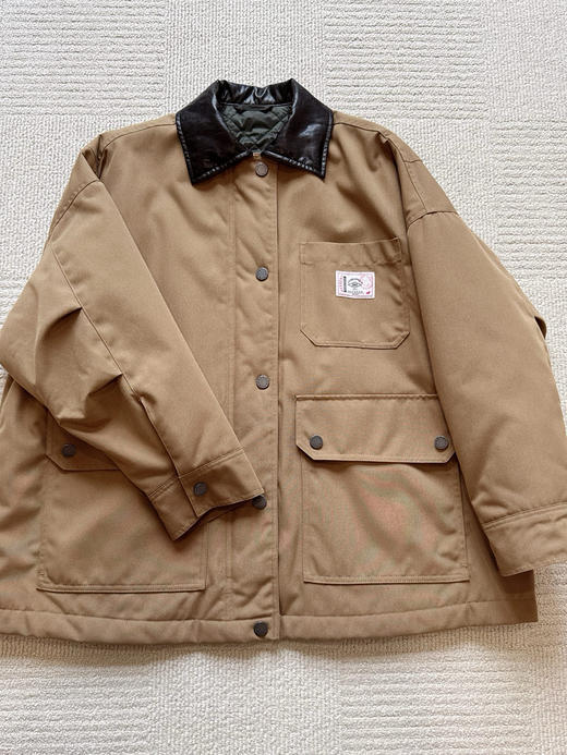 1029-6 纯圆正 极其少量 郑素敏 max 皮领帆布 重工廓形 大口袋工装棉服 商品图13