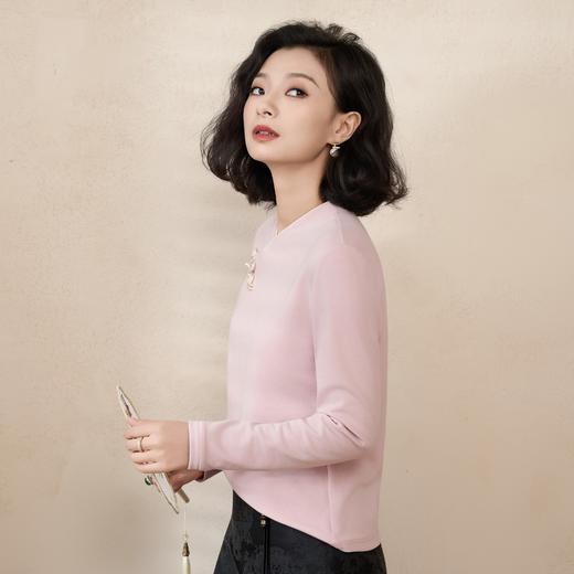 西子/醉清风莱塞尔科耐丽发热绒面新中式国风盘扣上衣/SYBH2561 商品图1