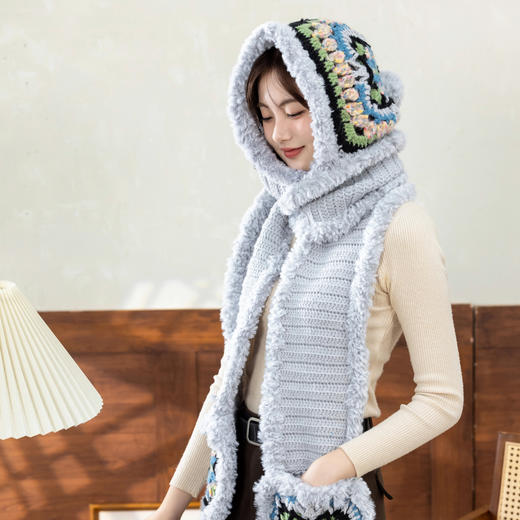 苏苏姐家幸运连帽套装手工diy钩针编织围巾帽子毛线团冬季材料包 商品图1