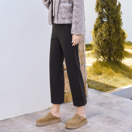 半身缘女裤 秋冬直筒宽松亲肤显高发热绒休闲裤254102U30320075 商品图3