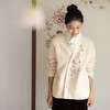 牧衣游原创手工刺绣棉羊毛毛呢短外套冬V领文艺百搭保暖开衫 植往 商品缩略图0