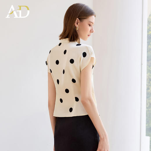 AD洋气减龄波点衬衫2025新款时尚短袖高级感新中式水滴领气质上衣 商品图4