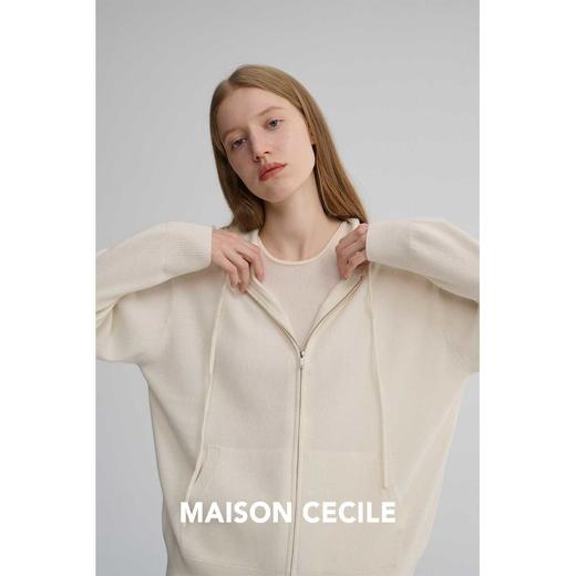 MAISON CECILE两色|高支羊绒羊毛混纺软糯保暖极简拉链式针织开衫 商品图4