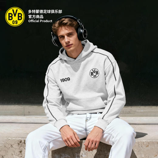 【官方正版】多特蒙德足球俱乐部｜米白色连帽卫衣秋冬简约百搭帽衫 商品图2