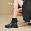 西遇粗跟短靴女新款秋冬显瘦百搭马丁靴黑色圆头切尔西靴子V2257268 商品缩略图1