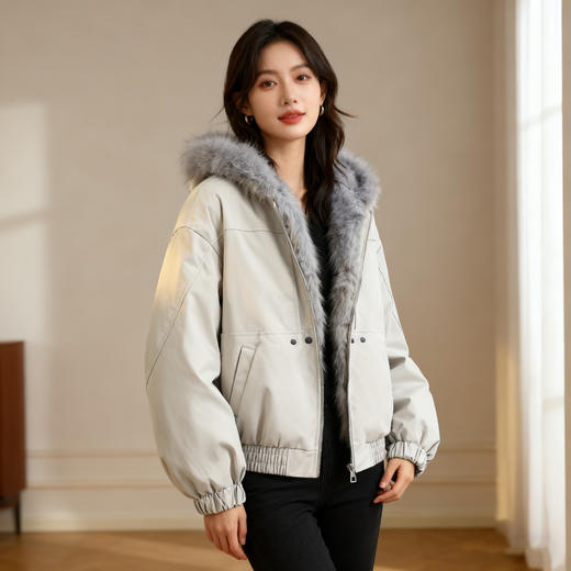 环保毛领 情侣款派克服，环保皮草，性价比极高，手感非常柔软，男女同款 商品图3