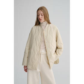 MAISON CECILE 秋冬复古设计感菱格绗缝轻便保暖廓形棉服外套