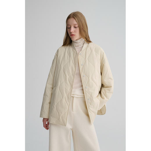 MAISON CECILE 秋冬复古设计感菱格绗缝轻便保暖廓形棉服外套 商品图0