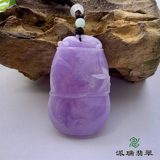 派瑞翡翠 翡翠挂件 糯种 满紫 商品图0