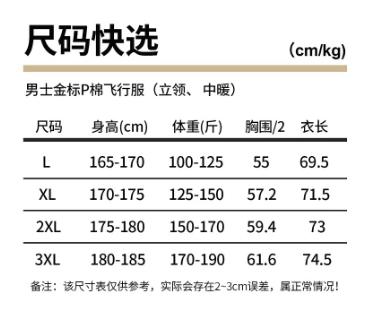 原纱秋冬新款情侣户外情侣飞行衣夹克外套 金标P棉100%羊毛填充气凝胶工艺压缩（下单3-5天发货） 商品图6