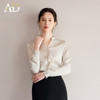 AD气质绝美小衫女2025夏季新款香槟色荷叶边V领衬衣时尚百搭上衣 商品缩略图2
