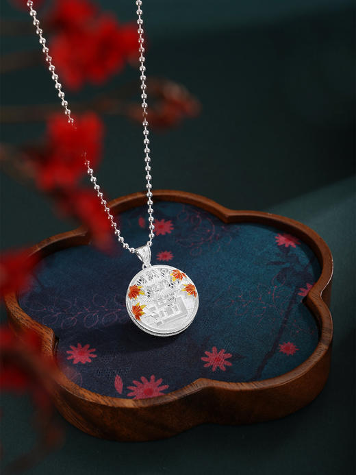 子佩集S990银【长沙枫景】套链项链【DSDZ008】纯银花丝珐琅彩大师工坊原创作品2510 商品图0