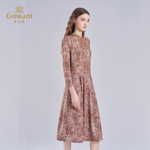 乔万尼秋季新品雕刻琥珀花立体剪裁设计感连衣裙ED3E237 商品图1