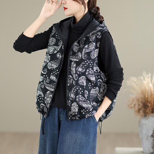 A8636-1两面穿秋冬马甲女2025年新款百搭连帽棉显瘦百搭保暖棉衣棉服外套 商品图2