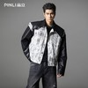 PINLI品立2025秋季新款宽松翻领PU皮衣茄克拼接牛仔衣机车外套男GD253104155 商品缩略图2
