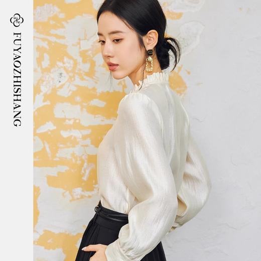 FUYAO扶摇 新中式国风衬衫女醋酸贴布衬衣小众设计感盘扣刺绣上衣 商品图4