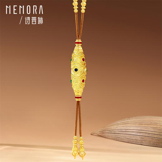 【新品首发】九眼天珠 黄金吊坠金刚杵挂坠南红青金石足金吊坠【按克计价黄金2】MEMORA诗普琳GP298101（线上专供） 商品图7