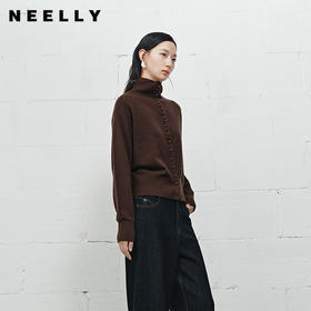 NEELLY纳俪商场同款冬季新款高领休闲羊毛针织衫女简约百搭毛衣N25103A01179