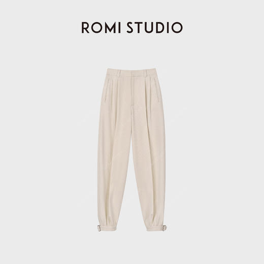 ROMI STUDIO“天丝羊毛”老钱质感坑条肌理宽松收脚裤 RWCWXG5963 商品图1