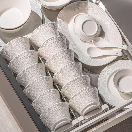 玛戈隆特同花纹纯白简约系列❗【浮雕中古法盘套装】高质感浮雕工艺+中古器型设计🥣复古高颜值奶油色，触感柔滑 商品图2