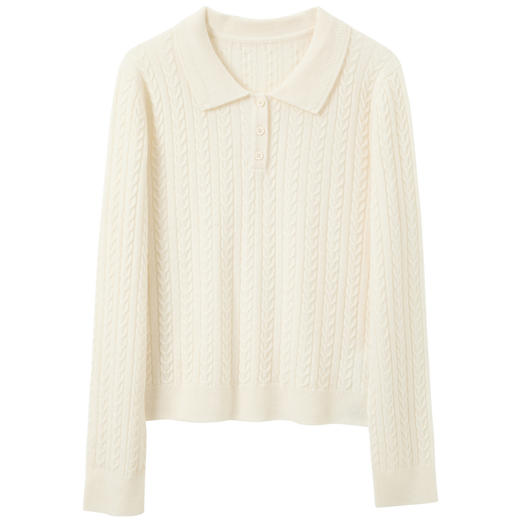 【绵羊毛】三彩2025冬季新款绞花针织衫翻领毛衫套头简约M 商品图4