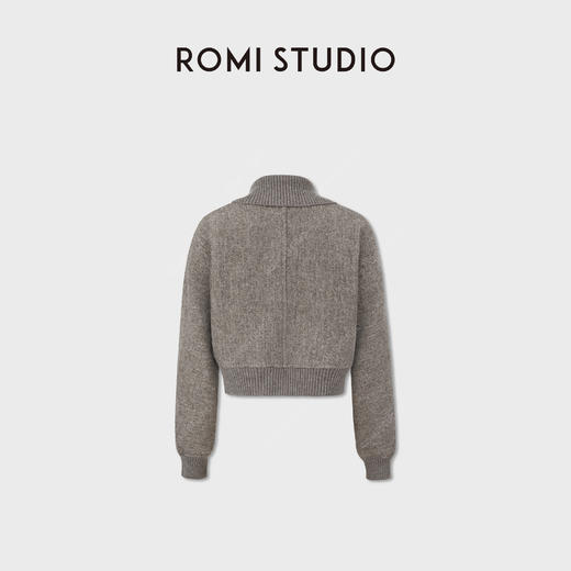 ROMI STUDIO“自我轮廓”羊毛亚麻针织翻领短款兜腰外套RWCWWG6486 商品图3