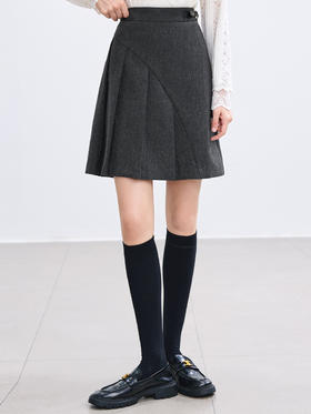 【百图lulu定制】【荷叶边毛呢半裙】不规则 荷叶边毛呢 短裙