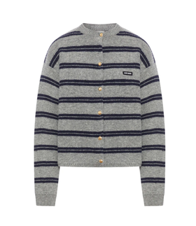 女款条纹针织开衫毛衣hu017