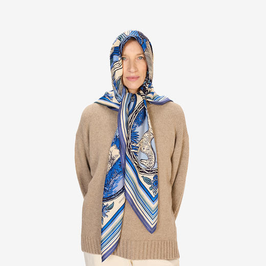 北京仓｜Inoui Editions-130 CHANCE INOUI-四叶草 蓝色 方巾［法国设计师］ 商品图2