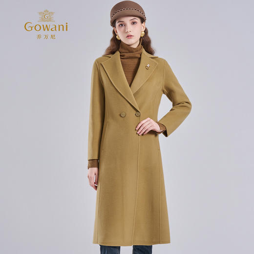 乔万尼重磅绵羊毛羊绒大衣西装领收腰设计外套EF4A223 商品图1