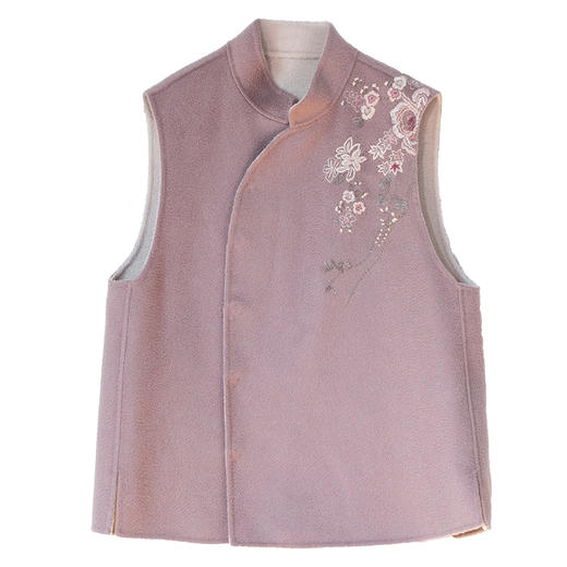 牧衣游原创 水波纹重工手绣双面呢马夹冬蓬松保暖百搭开衫 弥山雨 商品图4